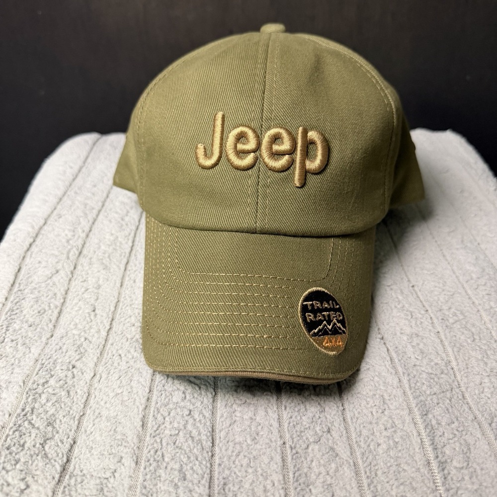 Jeep Green Adjustable Cotton Baseball Cap Good Embroidery Logo 4x4 Trail Rated